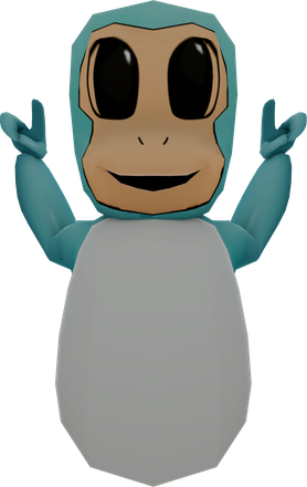 Hoodie character doing peace signs