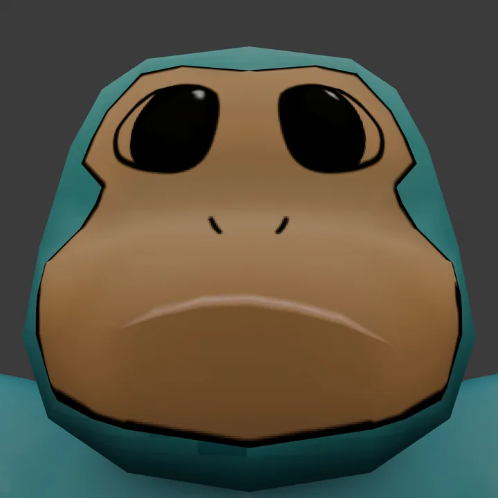 Close-up of the hoodie character's face